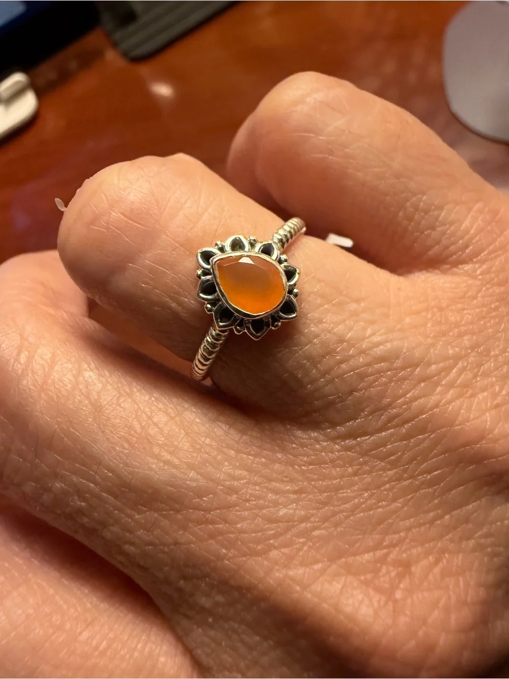 Carnelian Stone Sterling Silver 925 Stackable Ring Sz 8